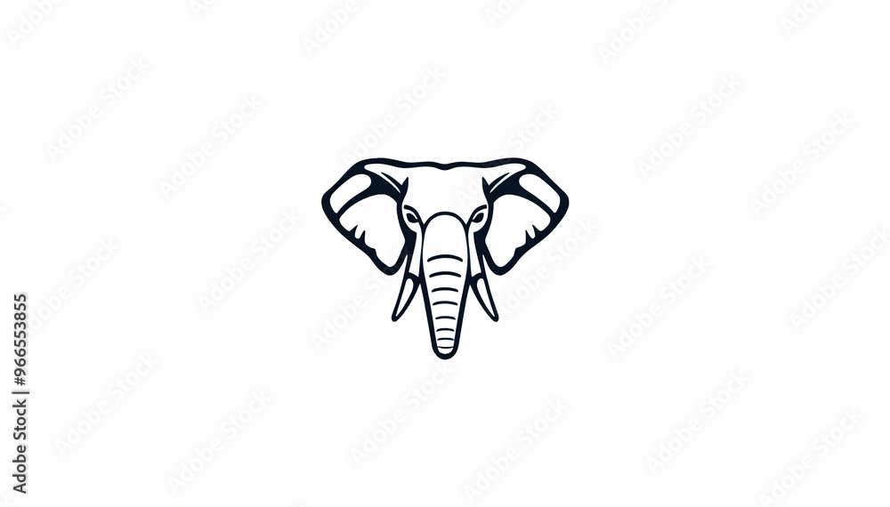 simple, stylized illustration of an elephant's head. The design is minimalistic, using clean lines to depict the elephant's large ears, trunk, and tusks. elephant cartoon isolated on white simple, stylized illustration of an elephant's head. The design is minimalistic, using clean lines to depict the elephant's large ears, trunk, and tusks. elephant cartoon isolated on white