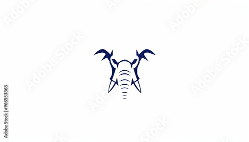 simple, stylized illustration of an elephant's head. The design is minimalistic, using clean lines to depict the elephant's large ears, trunk, and tusks. elephant cartoon isolated on white