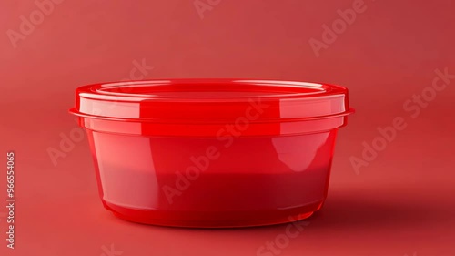 Bright red container on a solid background with a sleek design perfect for food storage and organization purposes photo