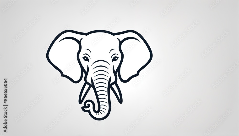 simple, stylized illustration of an elephant's head. The design is minimalistic, using clean lines to depict the elephant's large ears, trunk, and tusks. elephant cartoon isolated on white simple, stylized illustration of an elephant's head. The design is minimalistic, using clean lines to depict the elephant's large ears, trunk, and tusks. elephant cartoon isolated on white