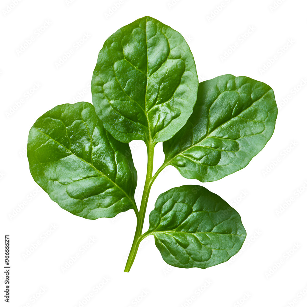 Fototapeta premium A single watercress leaf showing its rounded shape and green color, isolated on a transparent background.