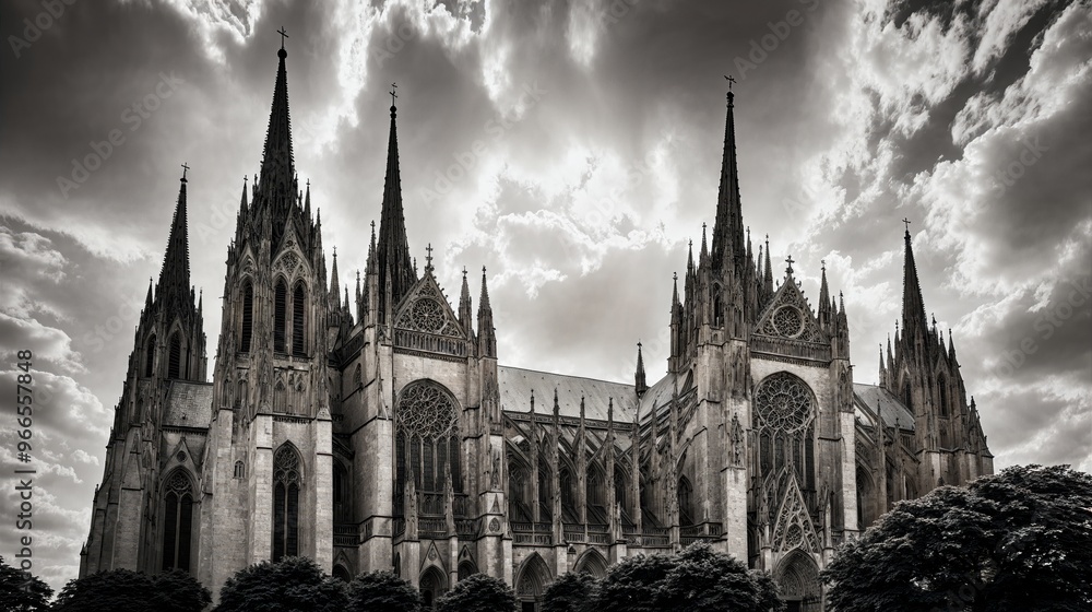 Generative AI, Gothic Cathedral Under Dramatic Sky