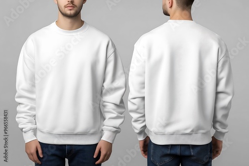 White crewneck sweatshirt front and back photo