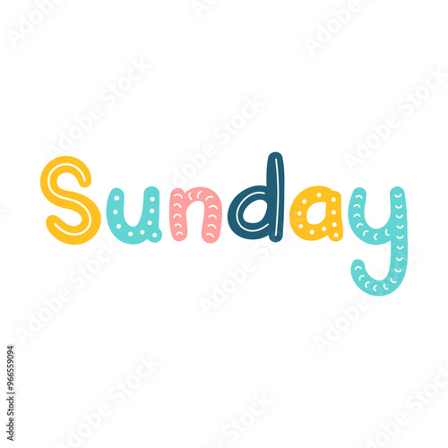 Hand Drawn Lettering of Days of the Week for Kindergarten Education