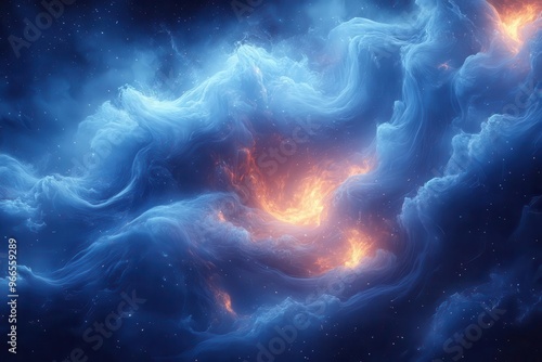 abstract indigo flames mesmerizing fluid dynamics cooltoned fire artwork mystical and elemental themes digital painting photo