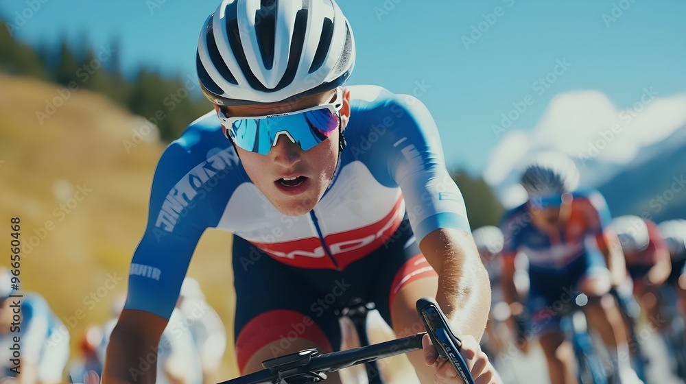 Cyclist Leaning into a Sharp Turn on the Racetrack Cyclist Leaning into a Sharp Turn on the Racetrack