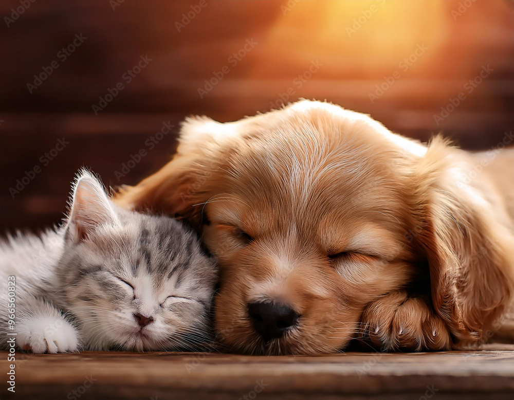 Peaceful Paws Adorable Puppy and Kitten Napping Together Spreading Cuteness Peaceful Paws Adorable Puppy and Kitten Napping Together Spreading Cuteness