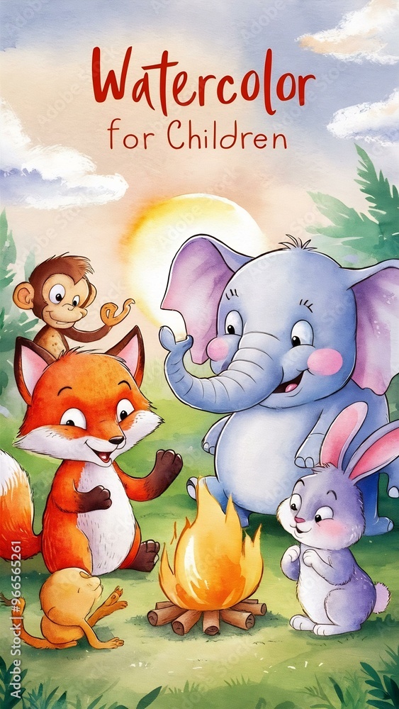 Fototapeta premium Watercolor animal for kids