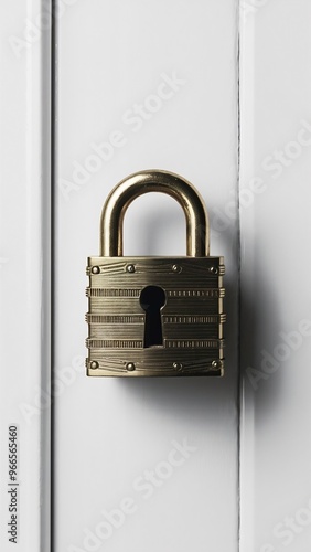 Close-up of padlock agnst white background photo