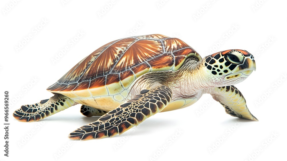 Obraz premium Sea turtle displayed alone, set against a bright white background