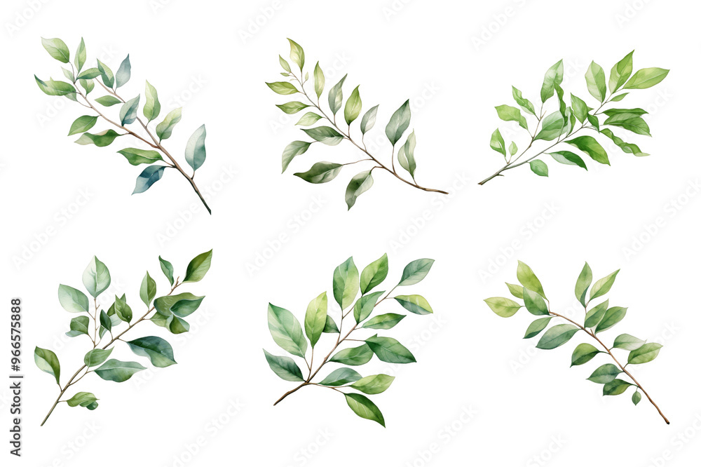 Branch with Leaves Collection Bundle Set Isolated on a Transparent Background Branch with Leaves Collection Bundle Set Isolated on a Transparent Background