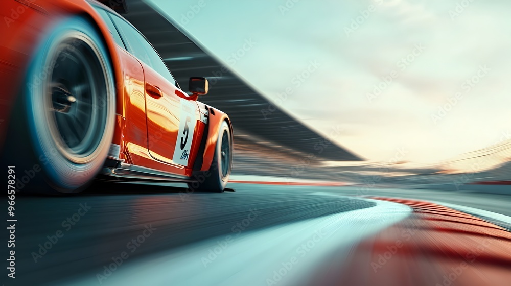 High Speed Automobile on Racetrack Capturing Intense Motion and Power High Speed Automobile on Racetrack Capturing Intense Motion and Power