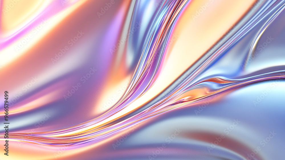 Curved abstract metallic futuristic 3d fluid holographic ilustration chrome background Curved abstract metallic futuristic 3d fluid holographic ilustration chrome background
