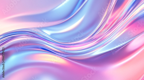 Curved abstract metallic futuristic 3d fluid holographic ilustration chrome background