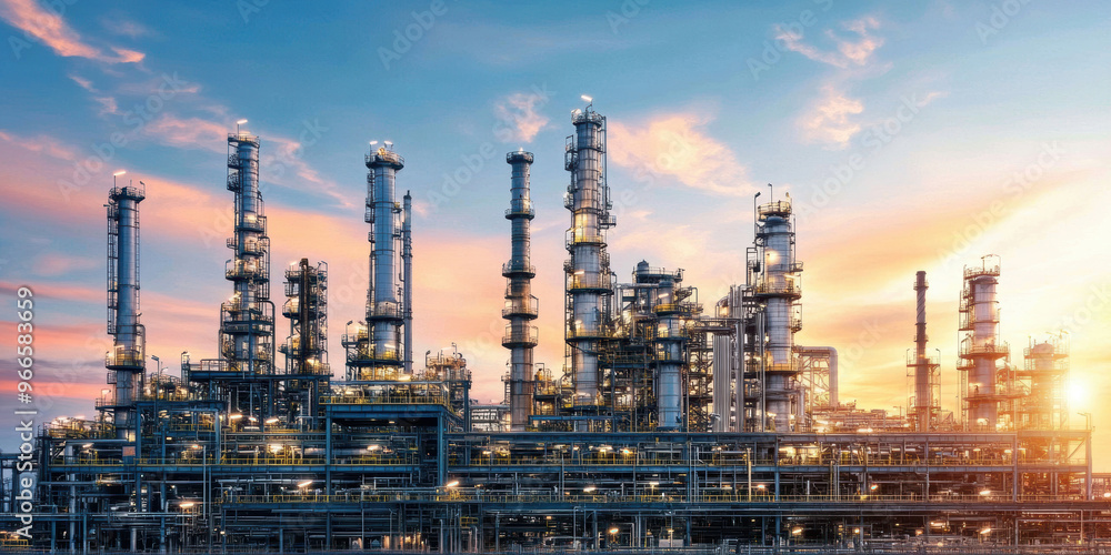 Evening picture of the refinery. AI generative. Evening picture of the refinery. AI generative.