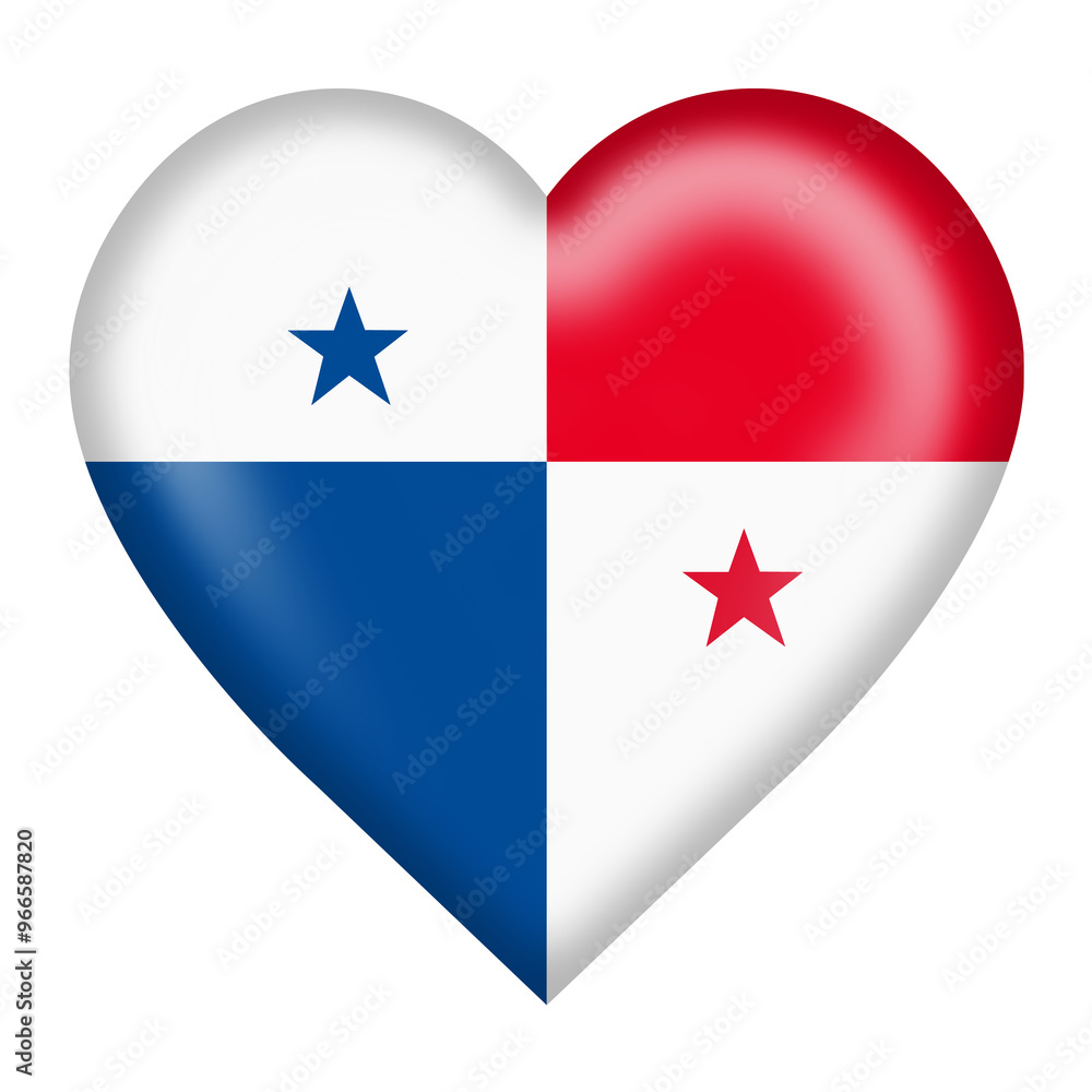 Panama flag heart button with clipping path Panama flag heart button with clipping path