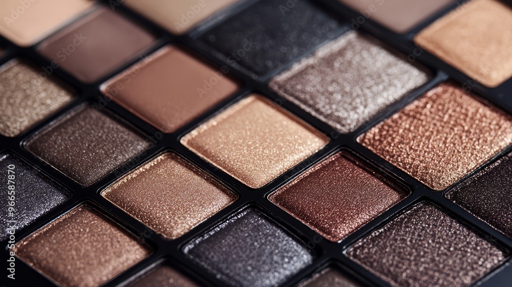 Close-up of a wide range of eyeshadow palette colors, perfect for makeup art and beauty enthusiasts seeking variety and quality. Close-up of a wide range of eyeshadow palette colors, perfect for makeup art and beauty enthusiasts seeking variety and quality.