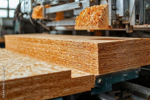 Close-up of a Woodworking Machine Cutting a Plywood Board