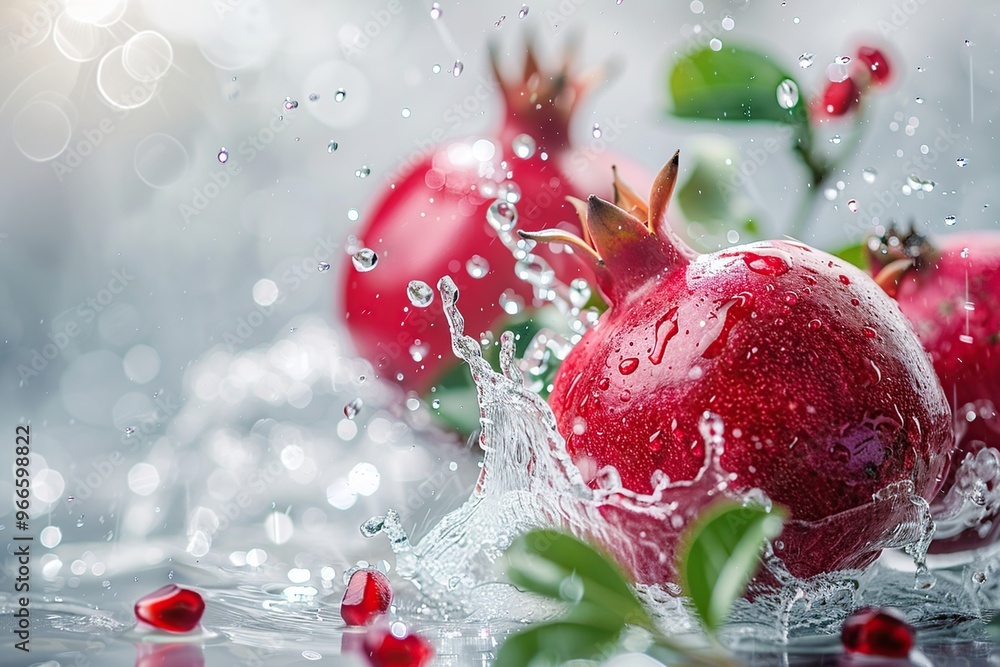 Pomegranates Splashing in Water Pomegranates Splashing in Water