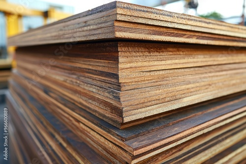 Stacked Plywood Boards With Visible Grain