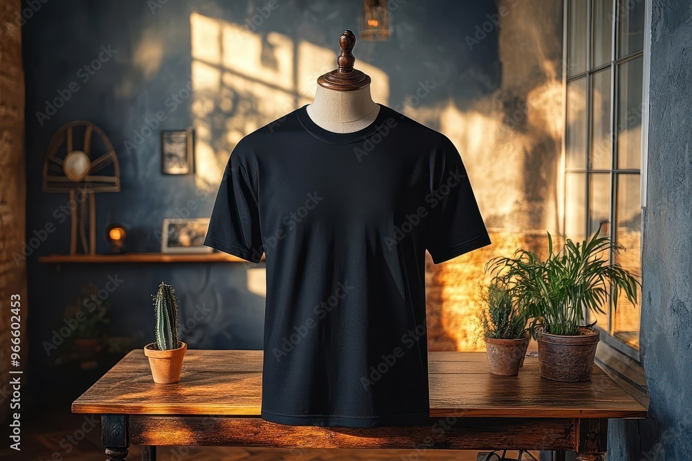 crisp black tshirt mockup on invisible mannequin clean lines and subtle shadows emphasize simplicity and versatility of classic wardrobe staple crisp black tshirt mockup on invisible mannequin clean lines and subtle shadows emphasize simplicity and versatility of classic wardrobe staple