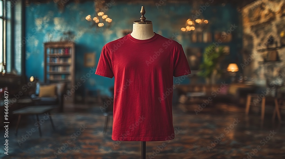 Fototapeta premium Red T-shirt on a Mannequin in a Vintage Setting.