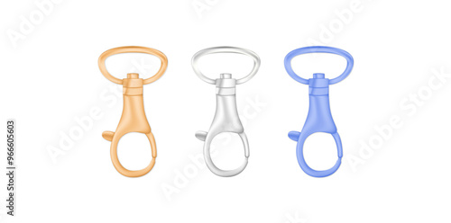 Set Of Realistic Metal Clasps Vector Illustration.
