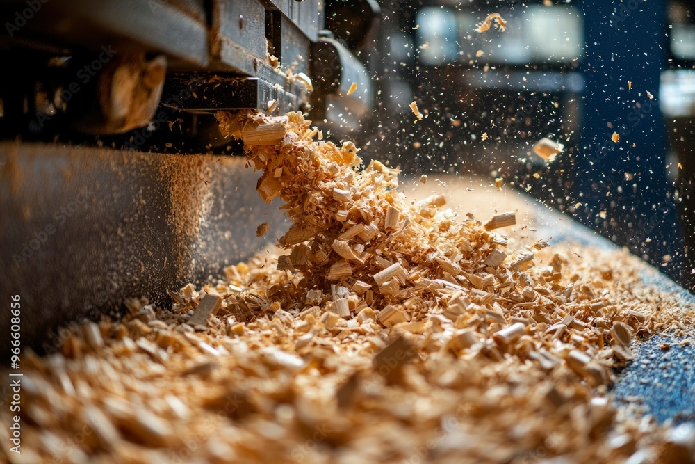 Wood Shavings Falling From a Machine Wood Shavings Falling From a Machine