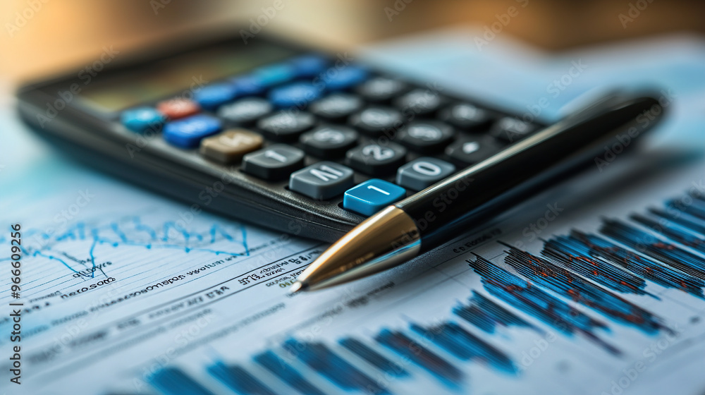A pen on stock market charts and graphs A pen on stock market charts and graphs
