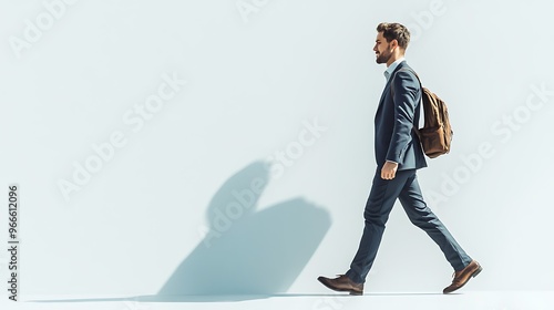 Confident Male Educator Walking in Smart Outfit - Concept of Classroom Leadership and Education | High-Quality Isolated Background Photo