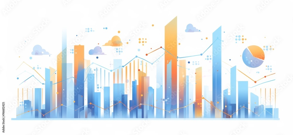 Flat Illustration of Financial Growth Charts and Graphs for Business Performance on a White Background, with Transparent Background and Light Blue-Green Color Scheme Flat Illustration of Financial Growth Charts and Graphs for Business Performance on a White Background, with Transparent Background and Light Blue-Green Color Scheme