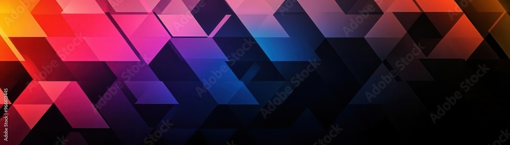 Obraz premium Prismatic triangles with dark shadows and highlights, abstract geometric pattern, vibrant background
