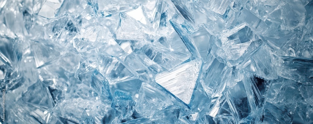 Sharp-edged shattered crystals, icy and translucent, arranged in a chaotic yet beautiful abstract frozen composition Sharp-edged shattered crystals, icy and translucent, arranged in a chaotic yet beautiful abstract frozen composition