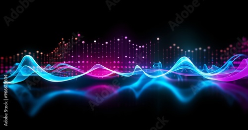 colorful light waves on a black background