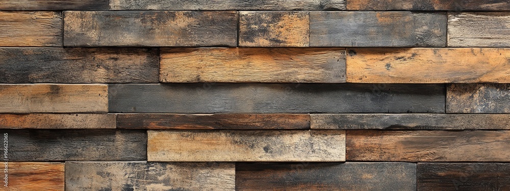 A Wall Constructed with Reclaimed Wood Planks A Wall Constructed with Reclaimed Wood Planks