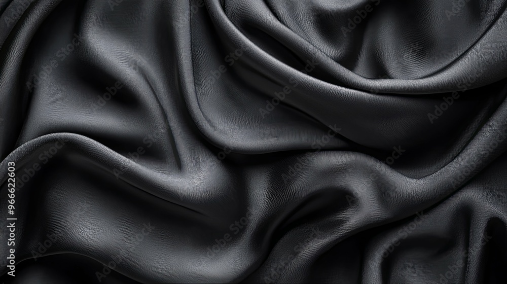 Close-up of Draped Black Fabric with Textured Surface Close-up of Draped Black Fabric with Textured Surface