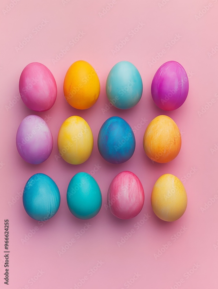 Colorful Easter Eggs on Pink Background. Colorful Easter Eggs on Pink Background.