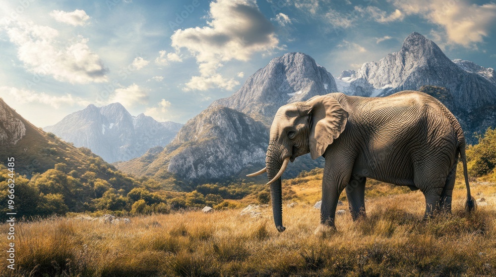 Fototapeta premium Elephant in the Majestic Mountains