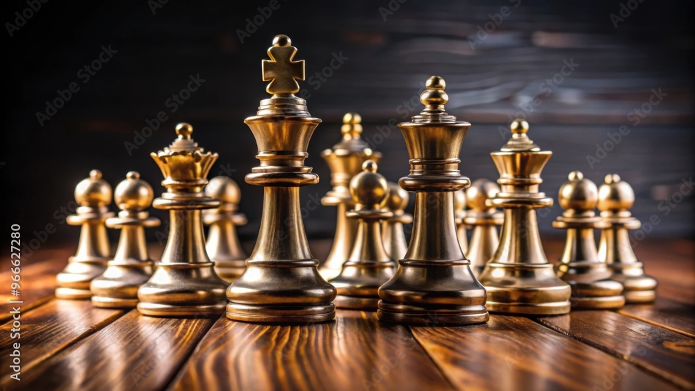 Chess pieces strategically arranged on a wooden table , strategy, game, competition, chessboard, pieces, king, queen, rook Chess pieces strategically arranged on a wooden table , strategy, game, competition, chessboard, pieces, king, queen, rook
