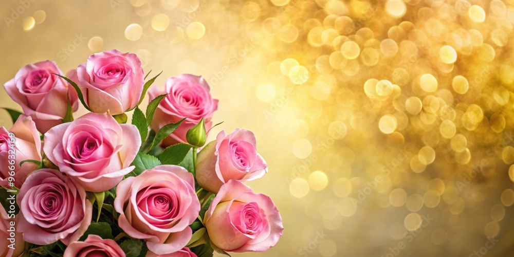 Natural bouquet of pink roses on gold with a background of gold decorations , pink roses, bouquet, gold, decorations, floral Natural bouquet of pink roses on gold with a background of gold decorations , pink roses, bouquet, gold, decorations, floral