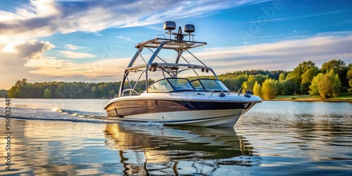 Wakeboard tower on a boat , wakeboarding, boat, water sports, wakeboard tower, lake, adventure, fun, recreation, summer photo