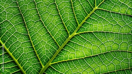 Closeup view of the intricate texture, fibers, and veins of a green leaf , green, leaf, closeup, detail, texture, fibers, veins photo