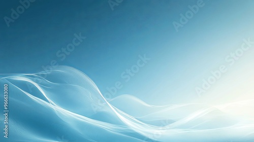 Abstract Blue Background with White Wavy Lines