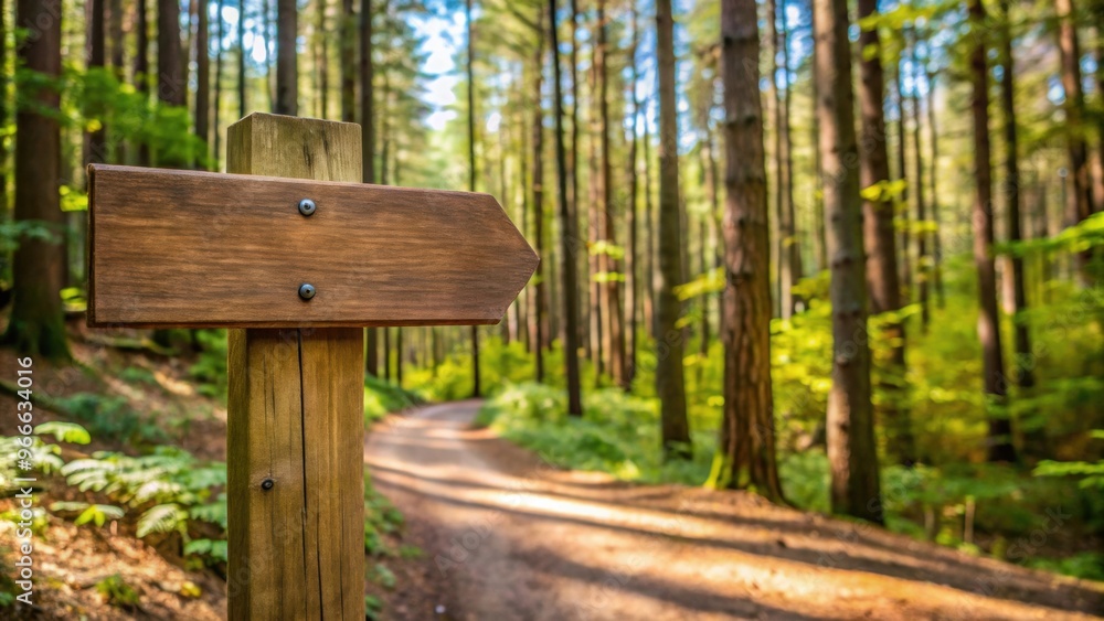 Hiking trail sign on wooden post in forest , outdoors, adventure, nature, hiking, trail marker, woodland, direction Hiking trail sign on wooden post in forest , outdoors, adventure, nature, hiking, trail marker, woodland, direction