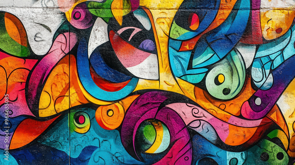 Fototapeta premium abstract wall graffiti urban art street art vibrant colors creative expression visual graffiti textured surfaces contemporary art spray paint techniques mural art 