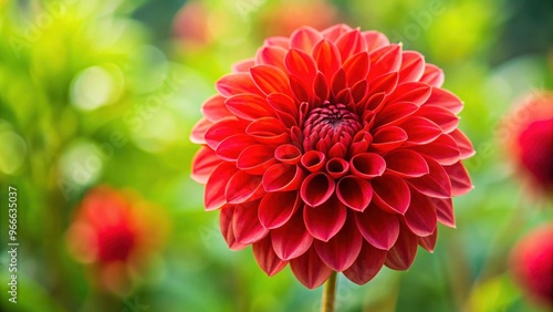 Vibrant red dahlia flower in full bloom , floral, garden, bright, petals, nature, blooming, close-up, plant, vibrant, red