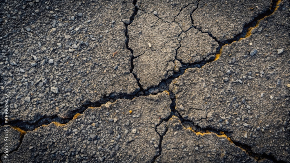 Fototapeta premium Cracked asphalt texture background, asphalt, texture, cracked, surface, weathered, road, abstract, texture, background, pattern