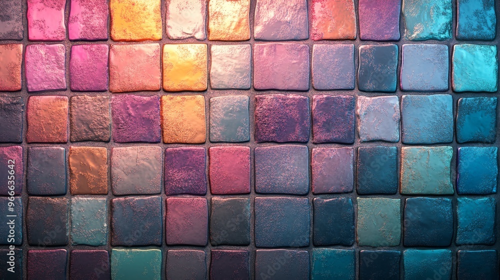 Colorful Mosaic Tile Wall with a Gradient Effect Colorful Mosaic Tile Wall with a Gradient Effect