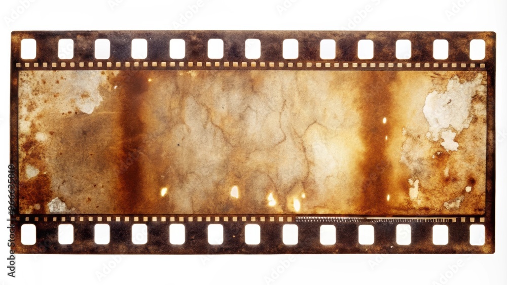 Underexposed and damaged 35mm film strip with smear marks, scratches, and dust on isolated background, obsolete, photography Underexposed and damaged 35mm film strip with smear marks, scratches, and dust on isolated background, obsolete, photography