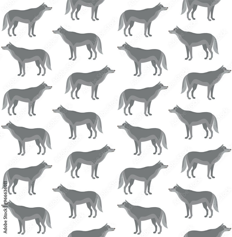 Vector seamless pattern of flat hand drawn wolf isolated on white background Vector seamless pattern of flat hand drawn wolf isolated on white background